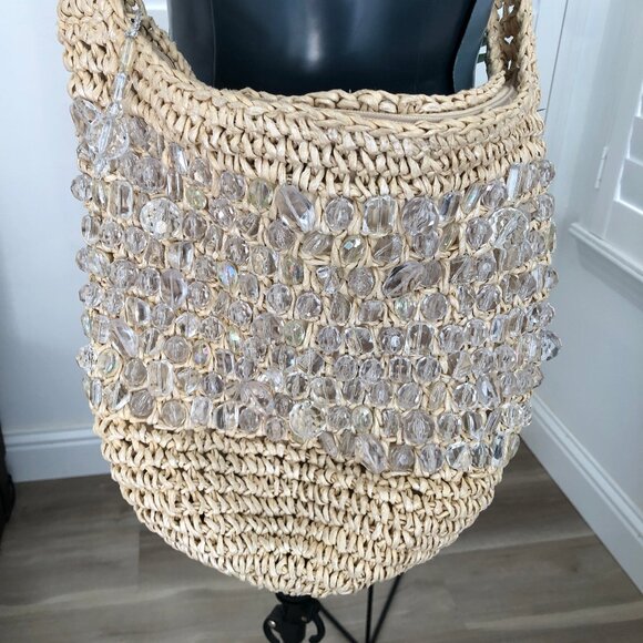 Capelli Straworld, Inc. Shoulder Tote Bag with Crystal Embellishment, Beach Bag - Picture 4 of 15